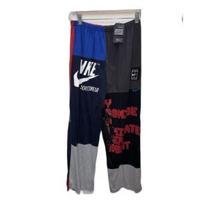 American Recycled Clothing Colorful Patchwork Repurposed T Shirt Pants Women L